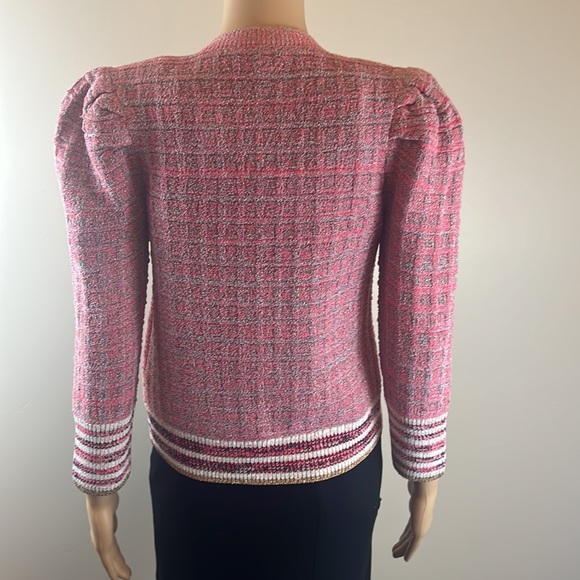 L'Agence Pink Jenni Puff Sleeve Fitted Cardigan Blazer NWOT - Picture 11 of 13